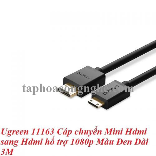 Ugreen 11163 3m cáp mini hdmi ra hdmi đầu mạ vàng 24k 11163 30011163